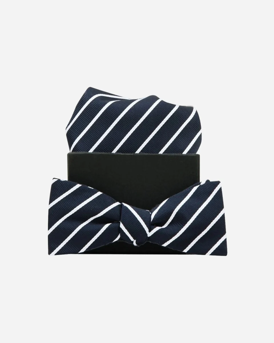 Our Mél Stripe Bow Tie - Blue/White