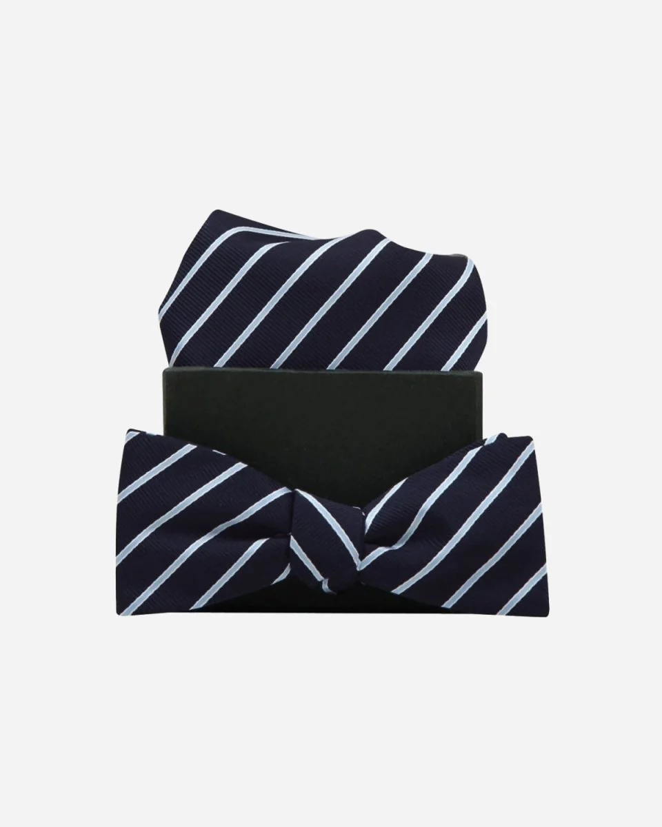 Our Mél Stripe Bow Tie - Navy/Lt. Blue