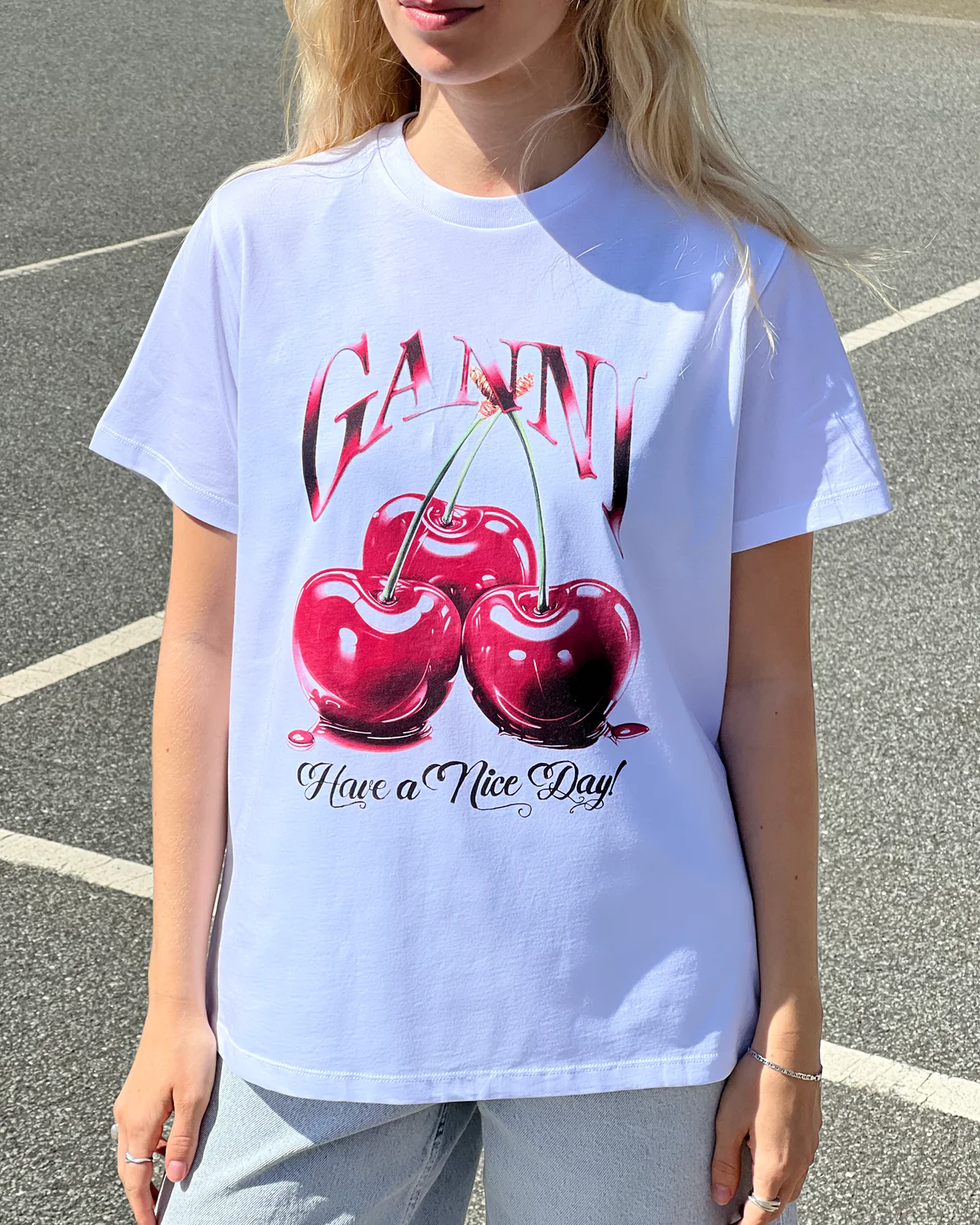 Basic Jersey Cherry Relaxed - Bright White - Image 2