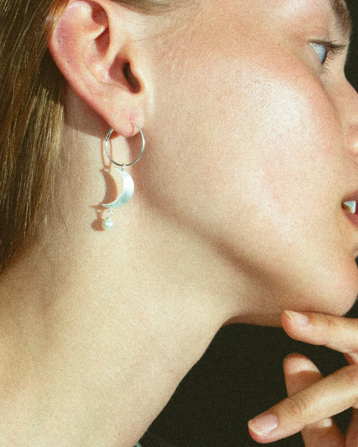 Half Moon Creole with pearl - Silver - Image 2